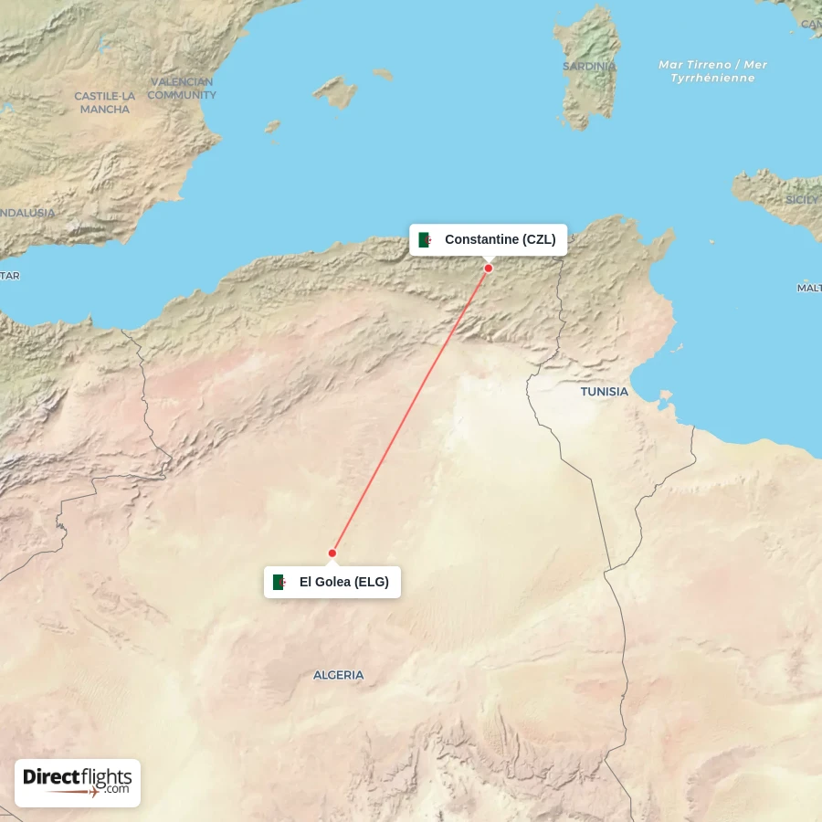 ELG - CZL route map