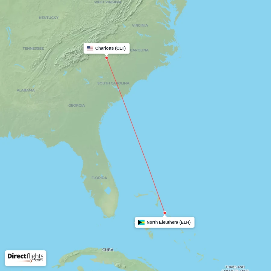 ELH - CLT route map