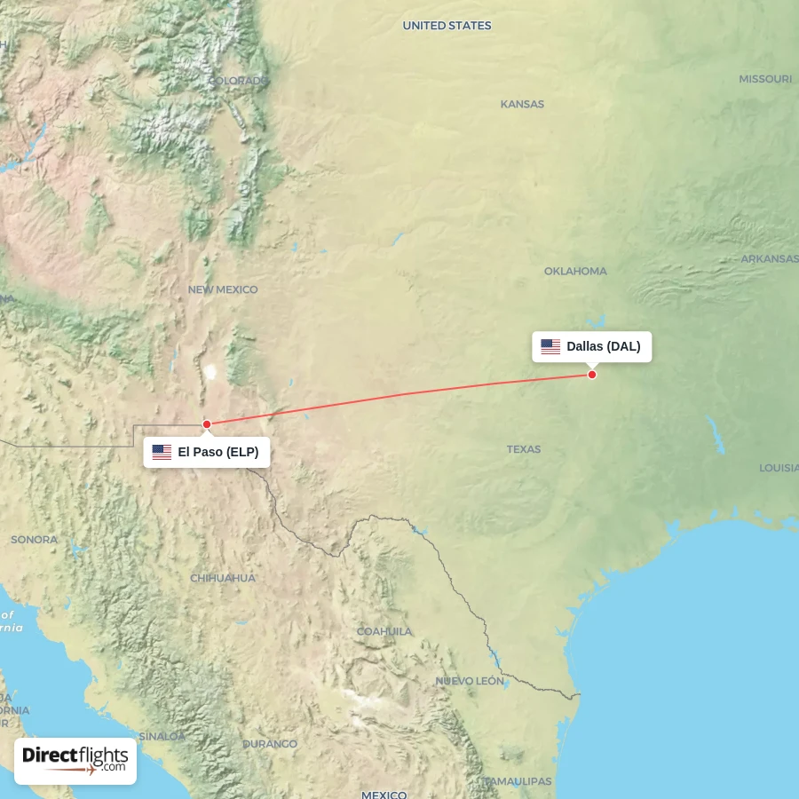 ELP - DAL route map