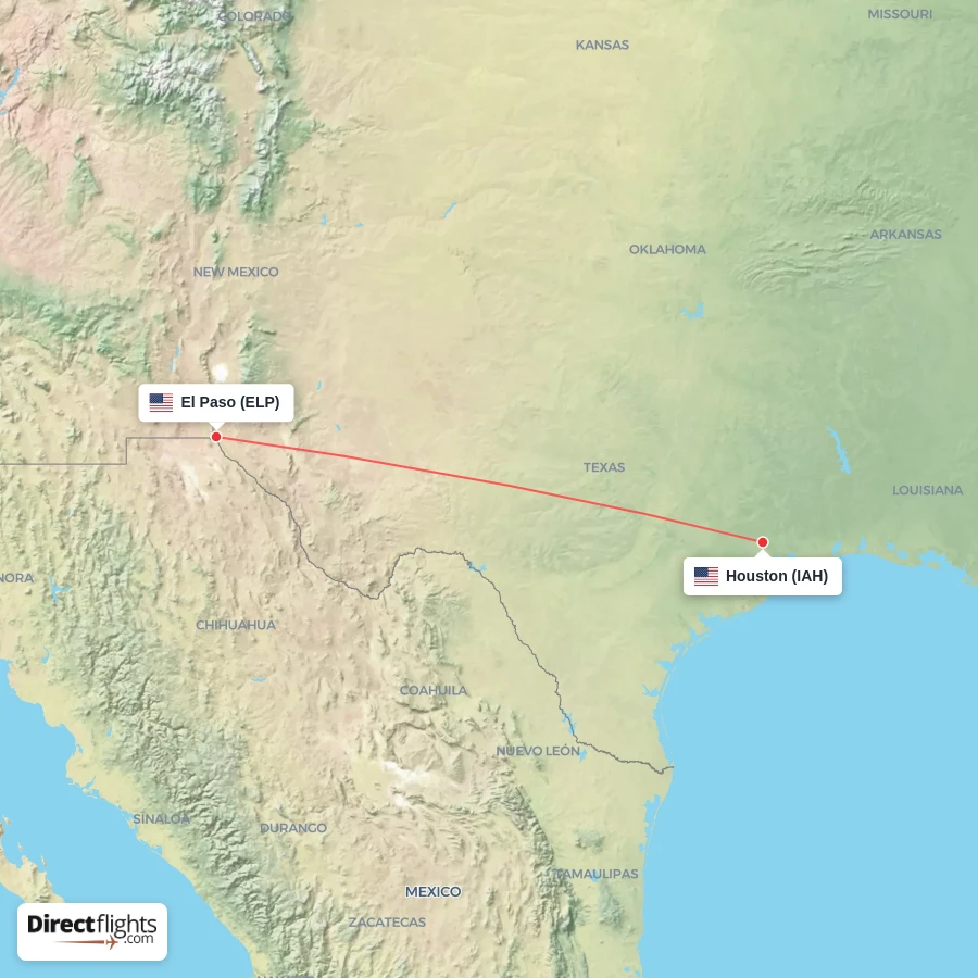 ELP - IAH route map