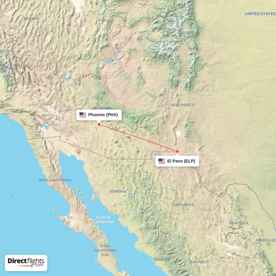ELP - PHX route map