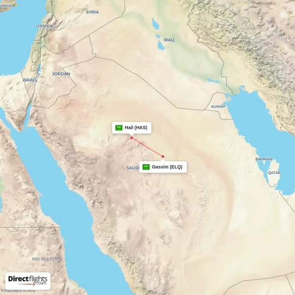 Gassim - Hail direct flight map