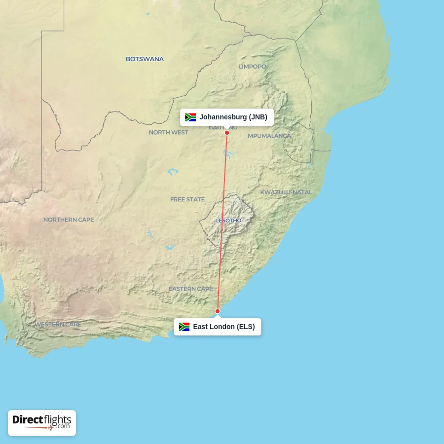 ELS - JNB route map