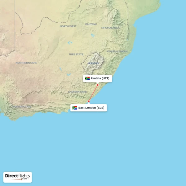 East London - Umtata direct flight map