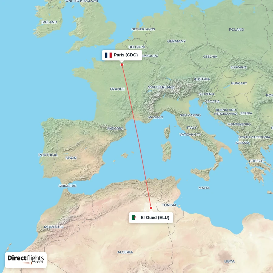 ELU - CDG route map