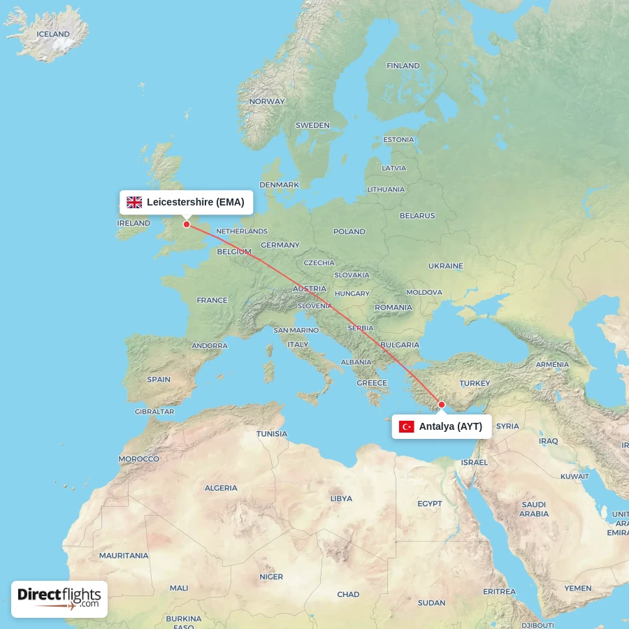 EMA - AYT route map