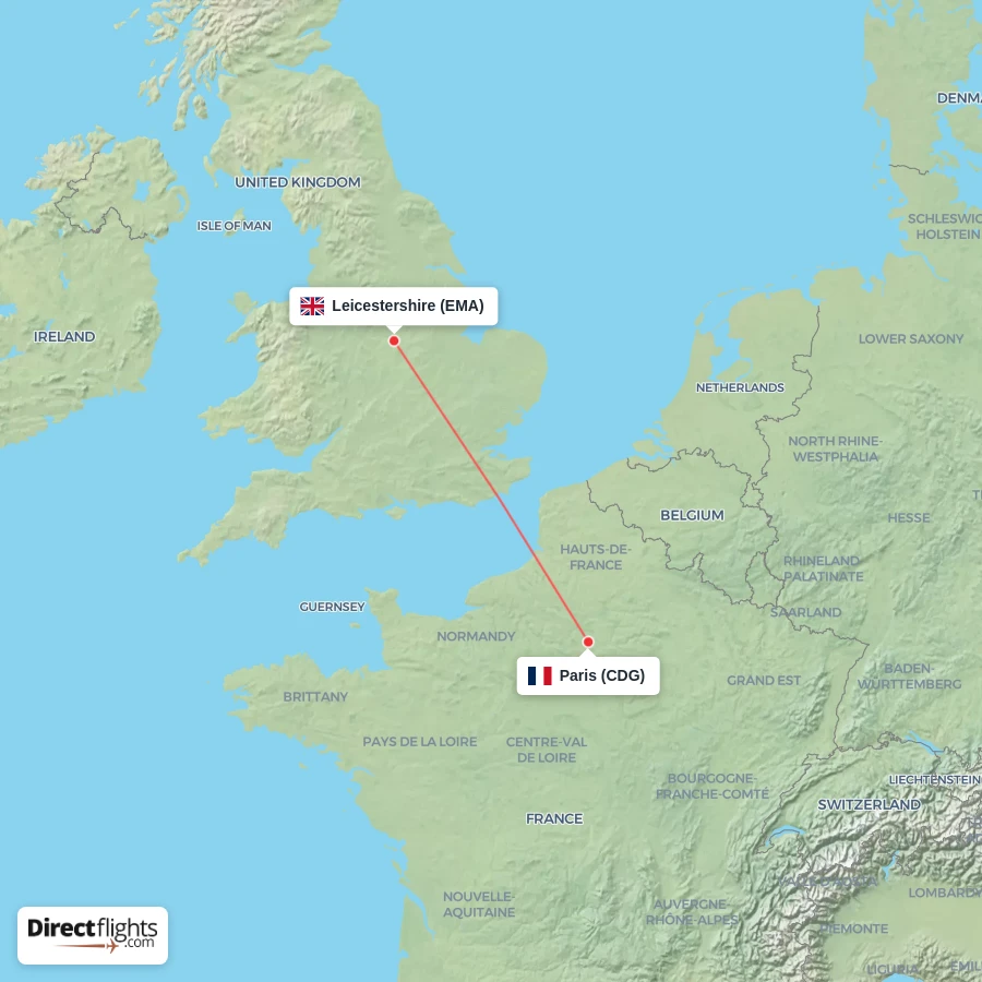 EMA - CDG route map
