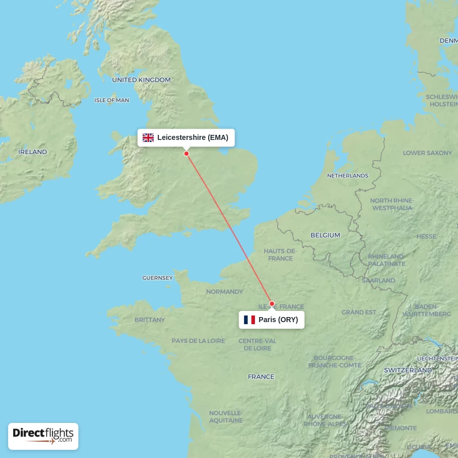 EMA - ORY route map