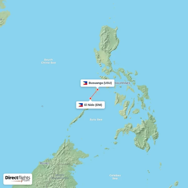 El Nido - Busuanga direct flight map