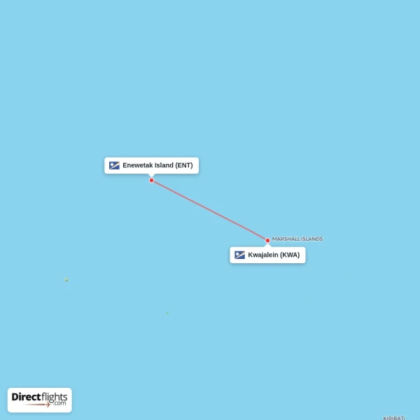 Enewetak Island - Kwajalein direct flight map