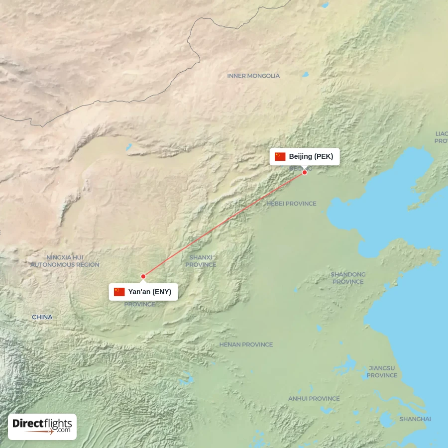 ENY - PEK route map