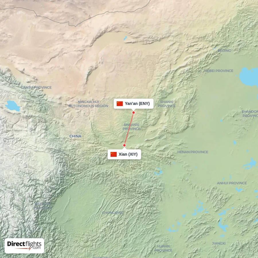 ENY - XIY route map
