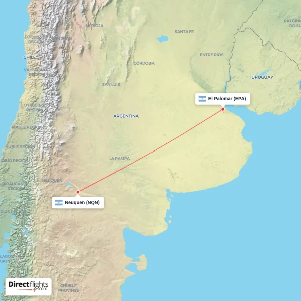 El Palomar - Neuquen direct flight map