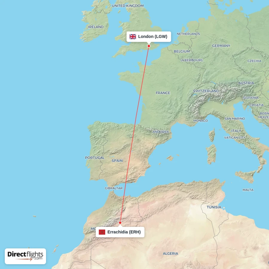 ERH - LGW route map