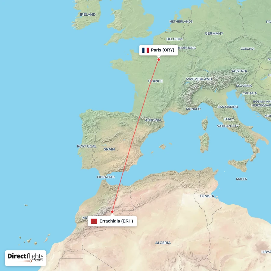 ERH - ORY route map