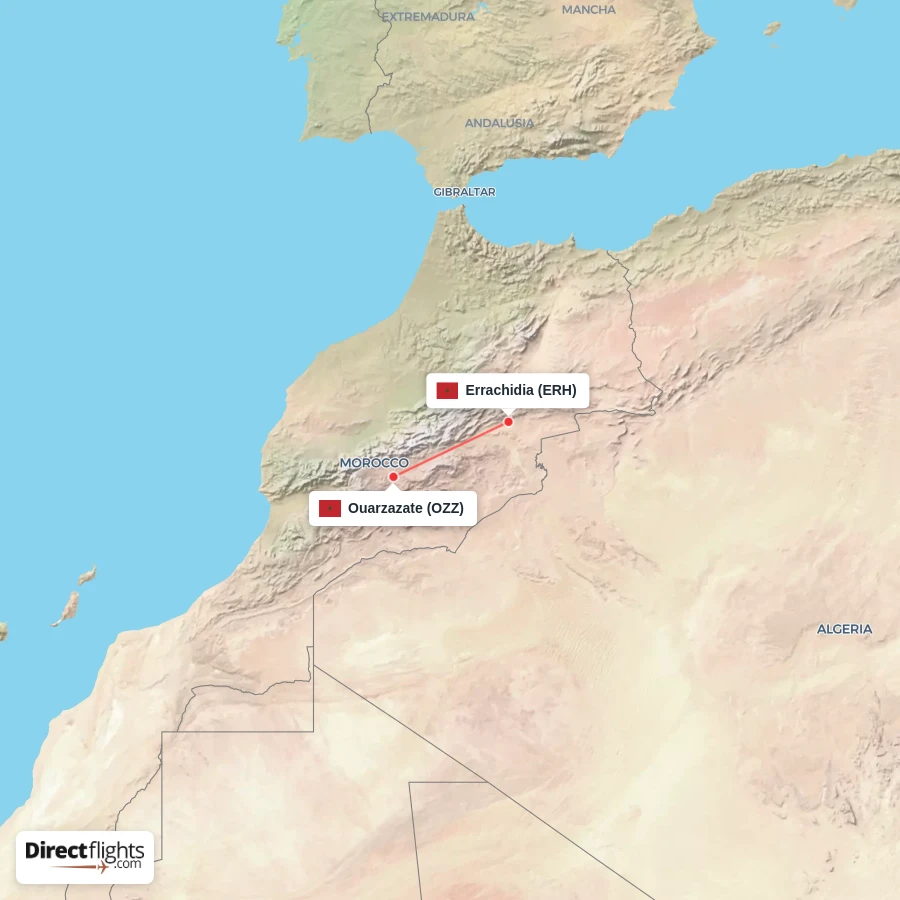 ERH - OZZ route map
