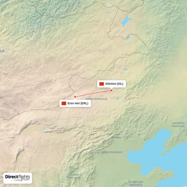 Eren Hot - Xilinhot direct flight map