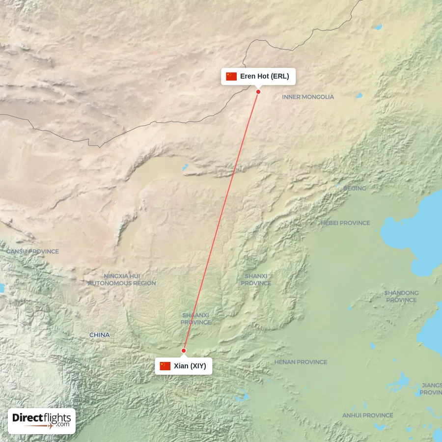ERL - XIY route map