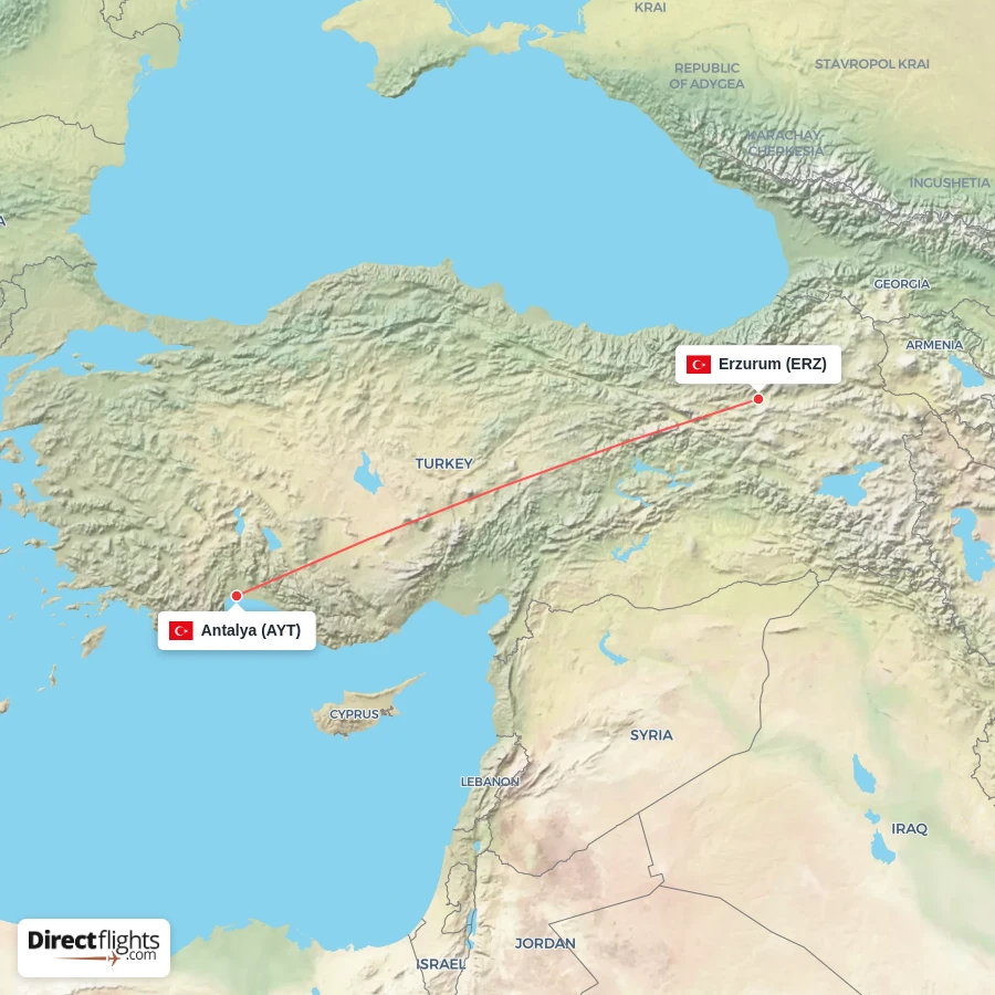 ERZ - AYT route map