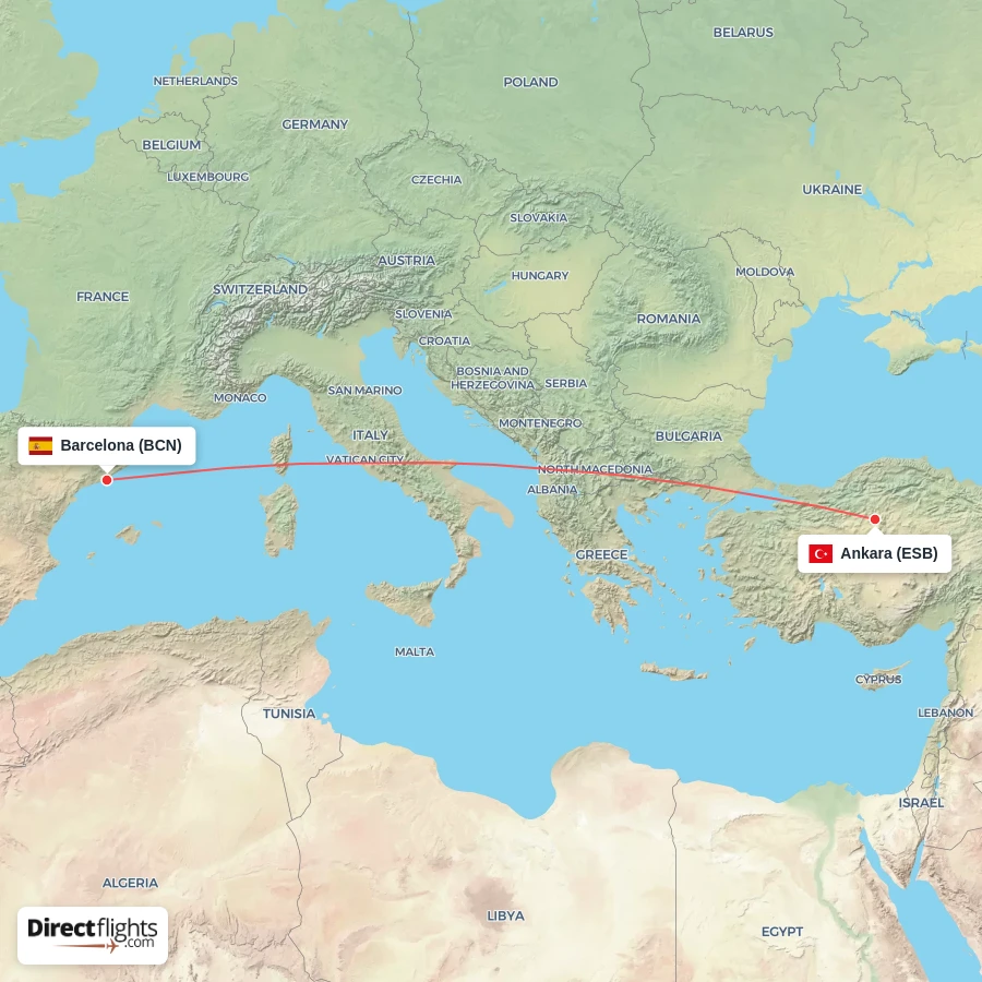 ESB - BCN route map