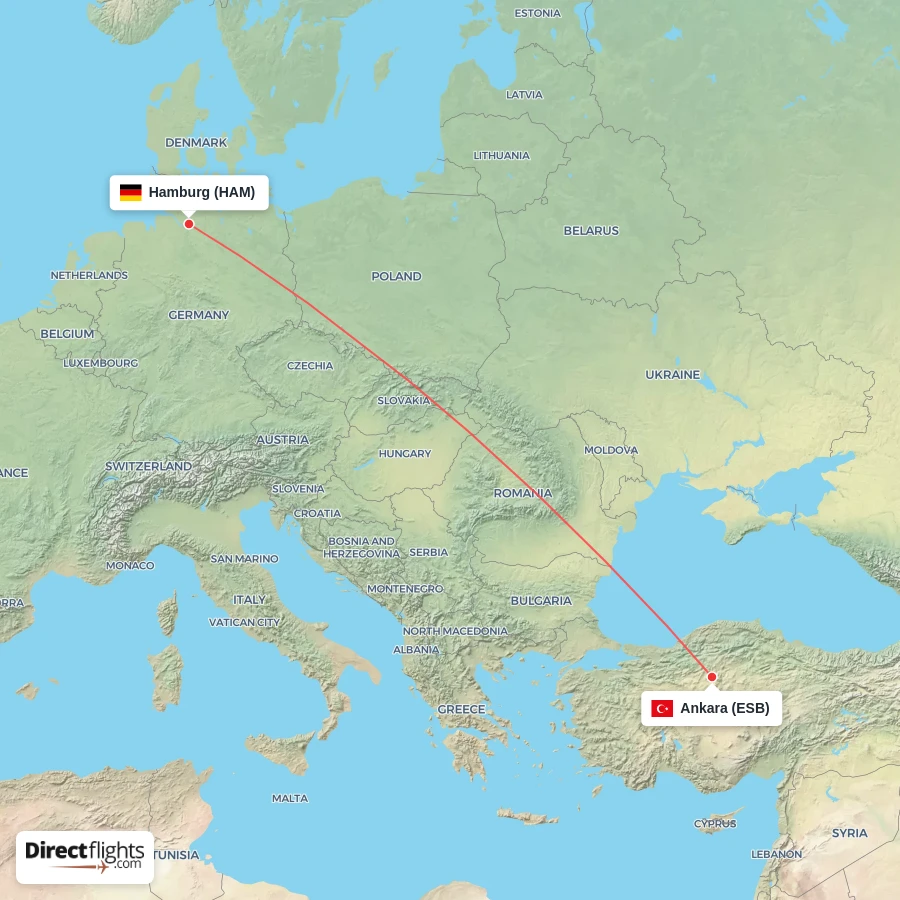 ESB - HAM route map
