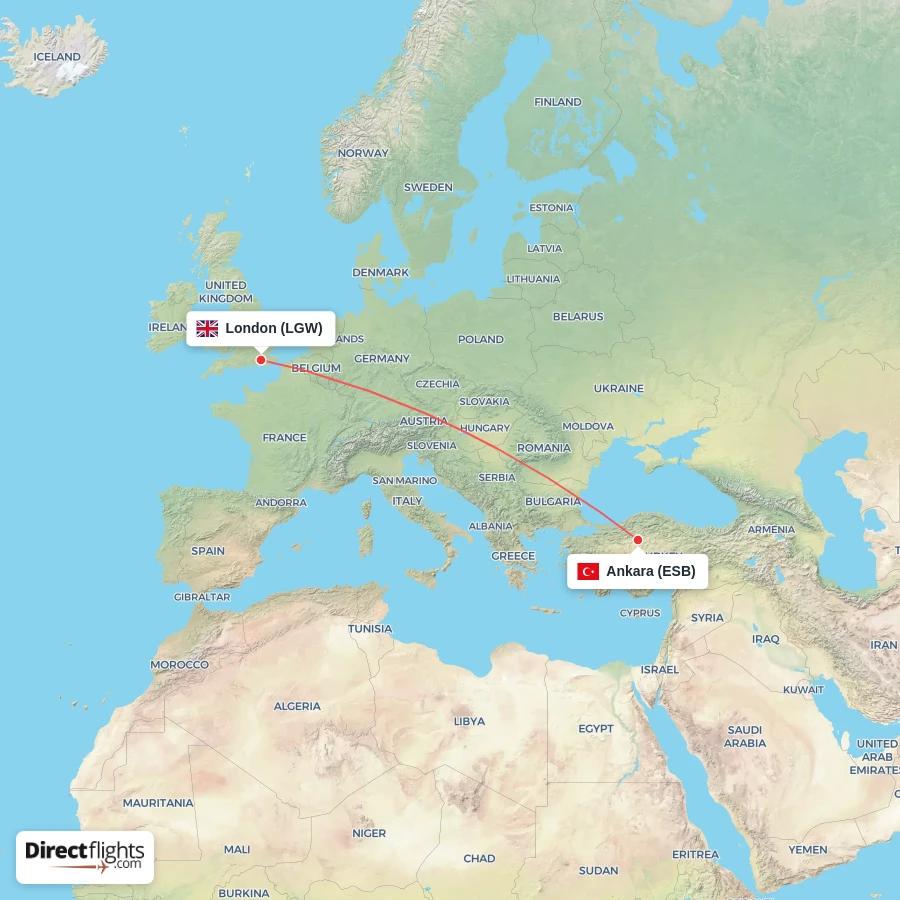 ESB - LGW route map