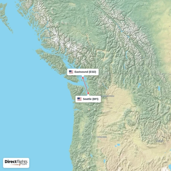 Eastsound - Seattle direct flight map