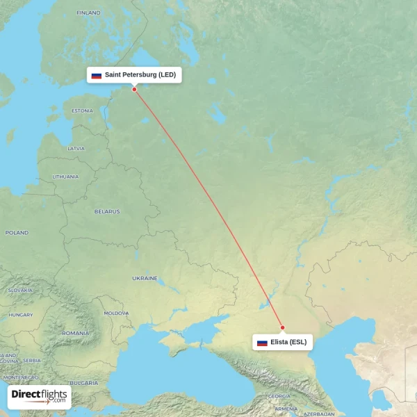 Elista - Saint Petersburg direct flight map