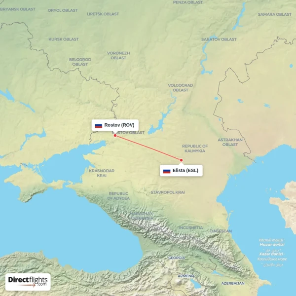 Elista - Rostov direct flight map