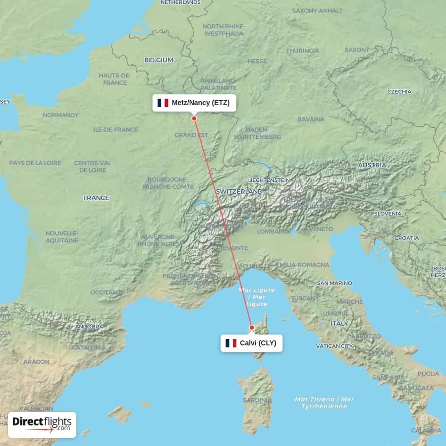 ETZ - CLY route map
