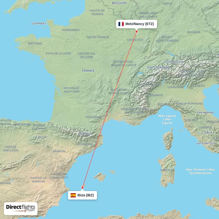 ETZ - IBZ route map