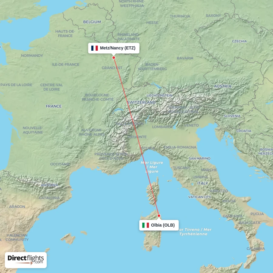 ETZ - OLB route map