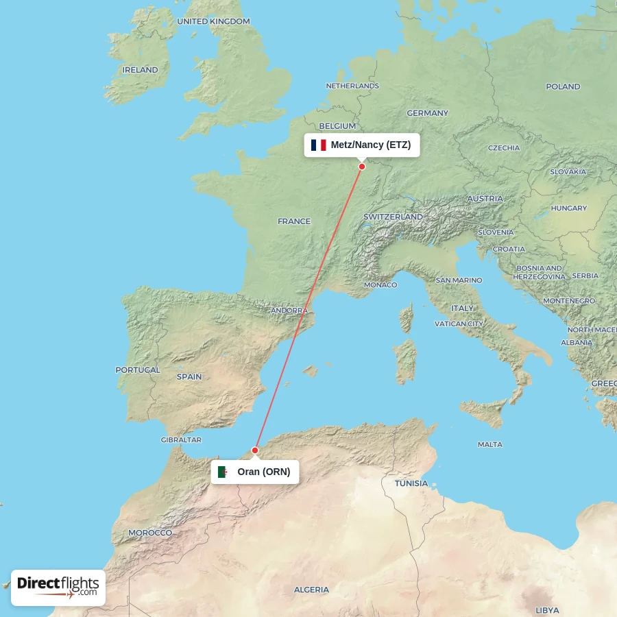 ETZ - ORN route map