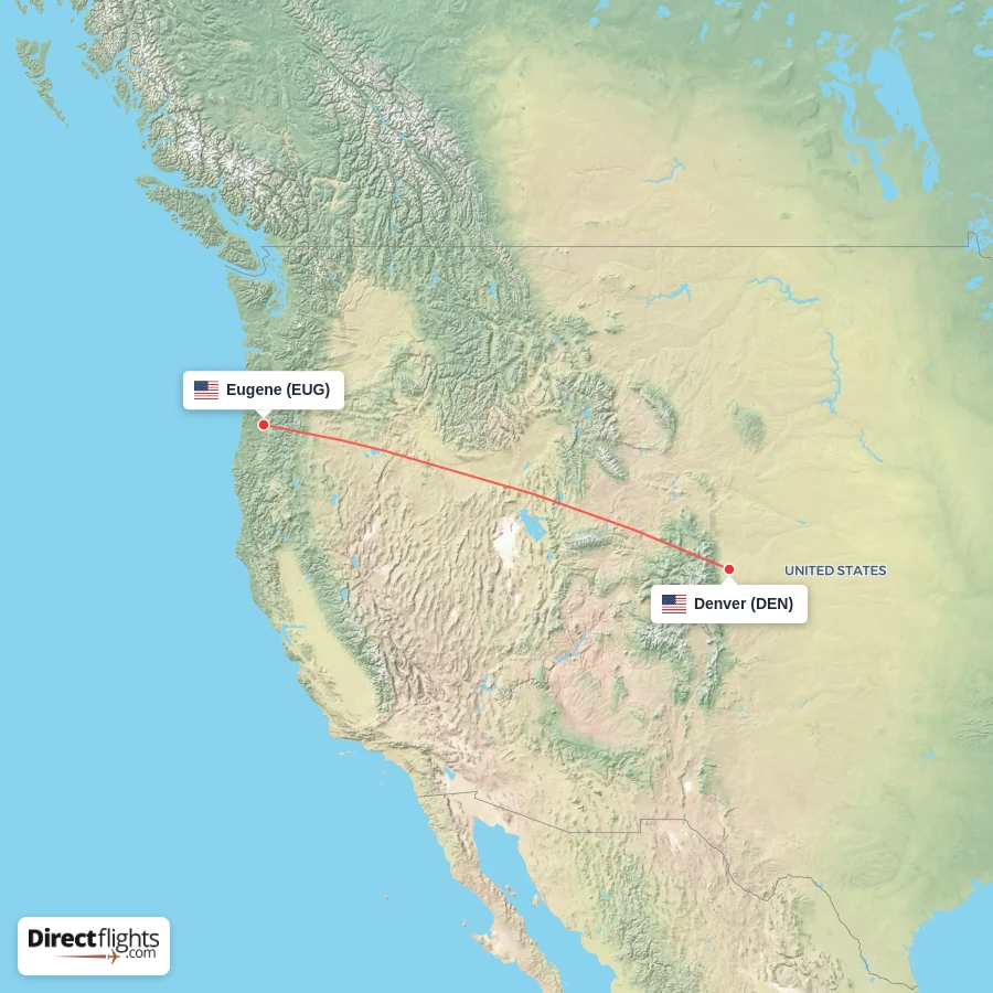 EUG - DEN route map
