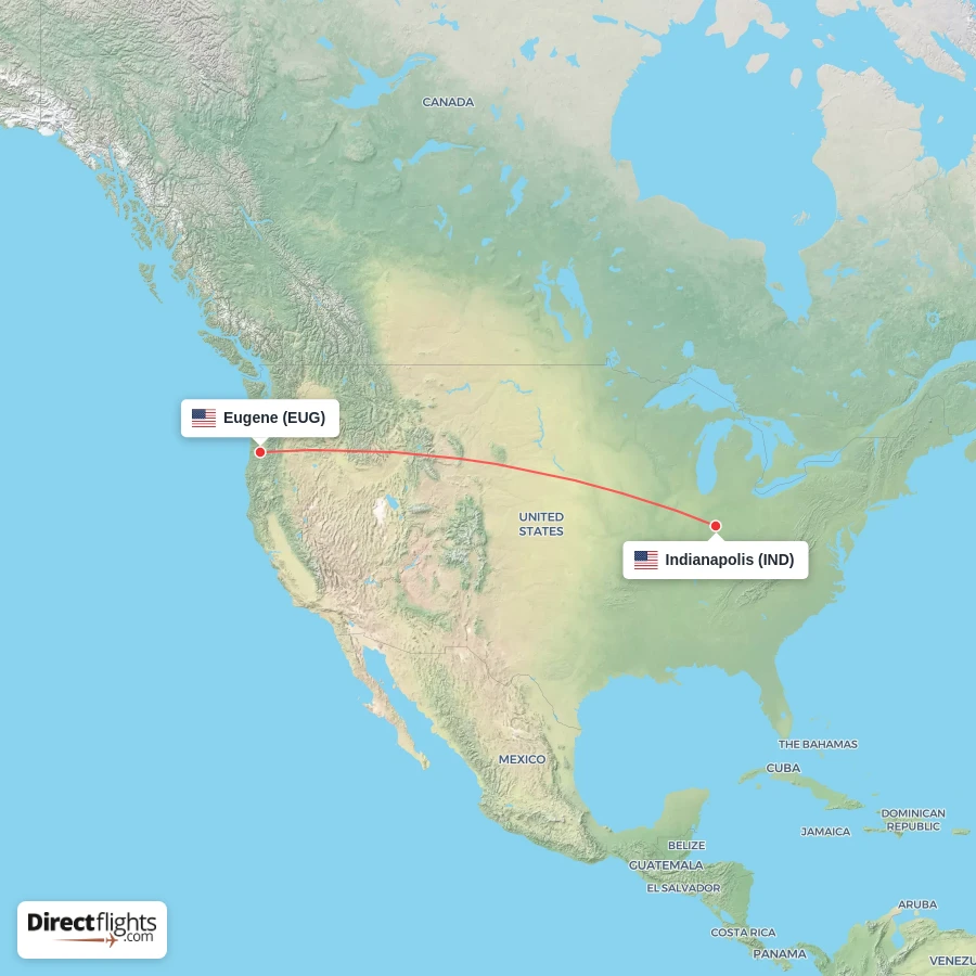 EUG - IND route map