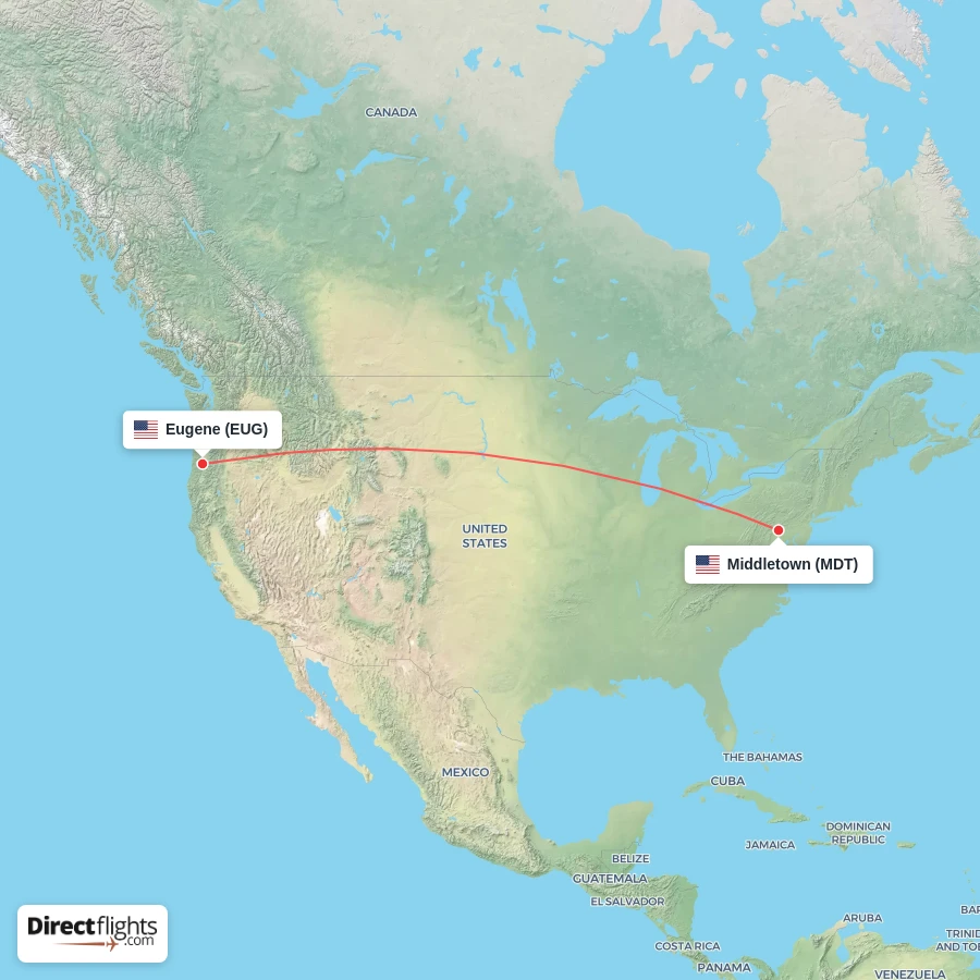 EUG - MDT route map