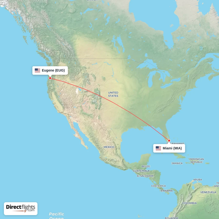 EUG - MIA route map