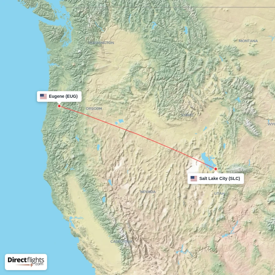 EUG - SLC route map