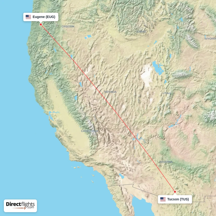 EUG - TUS route map
