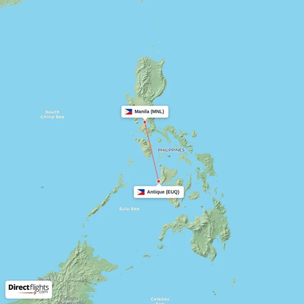 Antique - Manila direct flight map