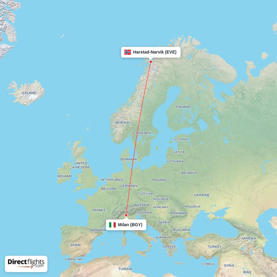 EVE - BGY route map