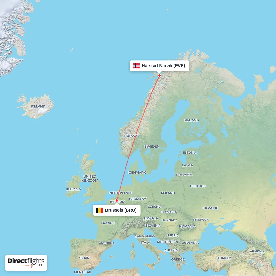 EVE - BRU route map