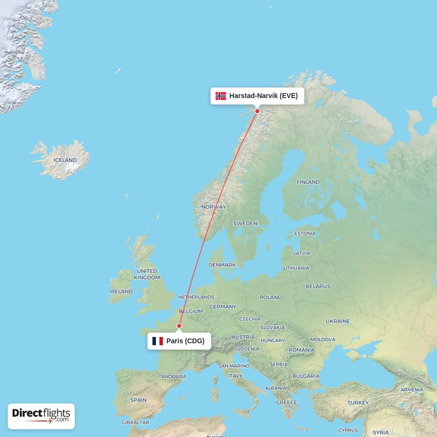 EVE - CDG route map