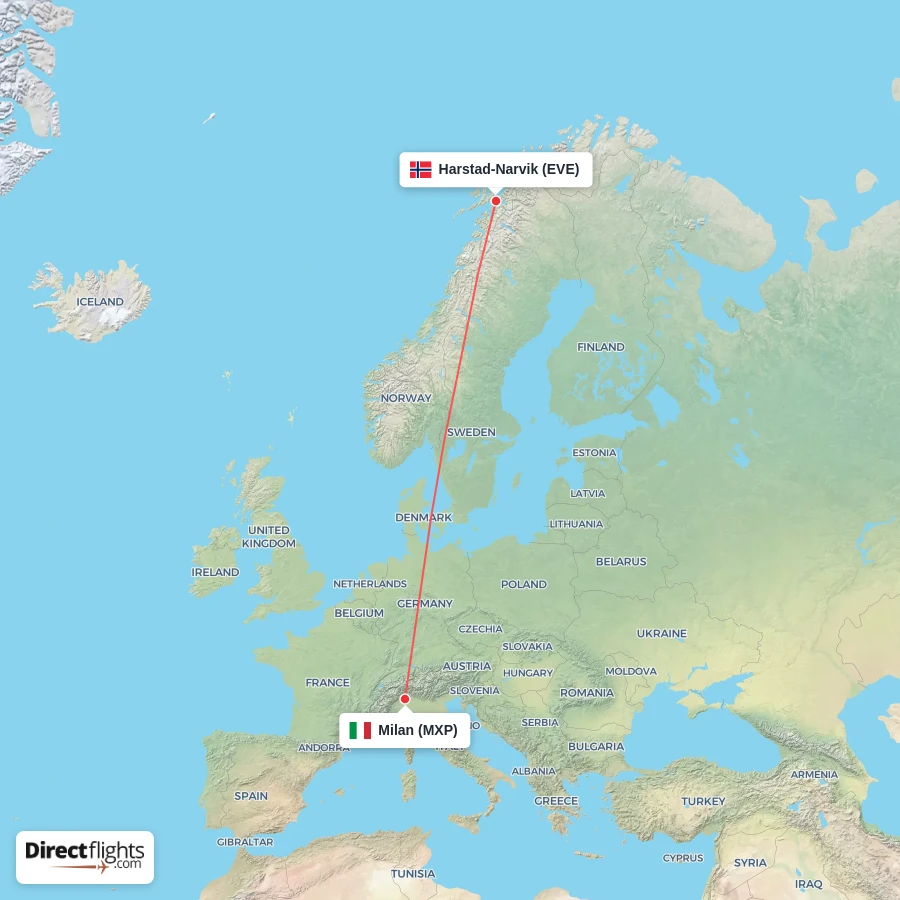 EVE - MXP route map