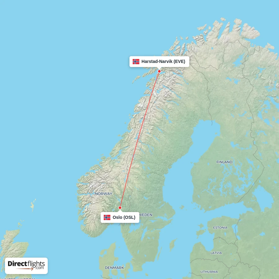 EVE - OSL route map