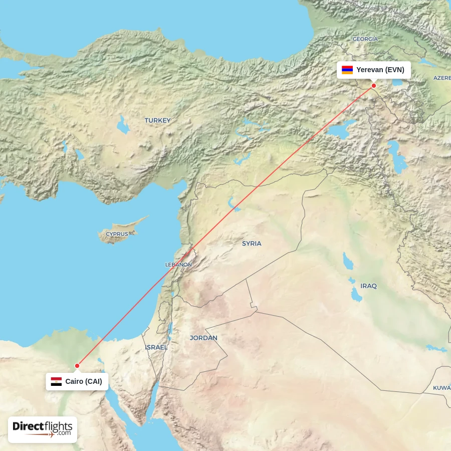 EVN - CAI route map