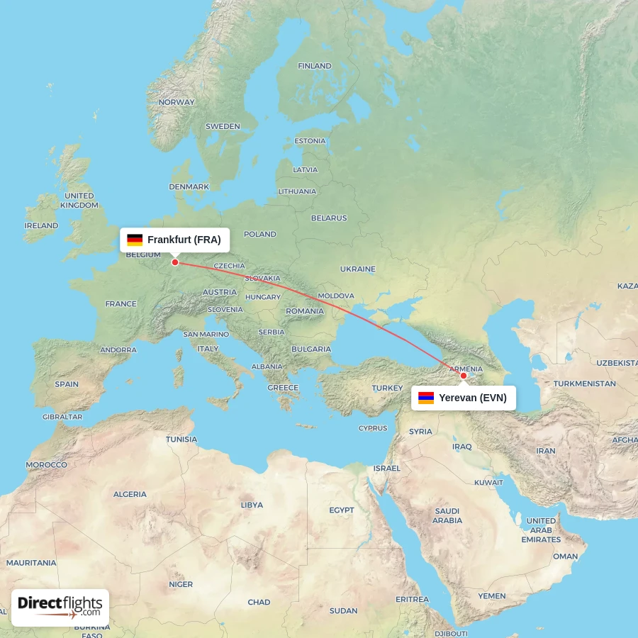 EVN - FRA route map