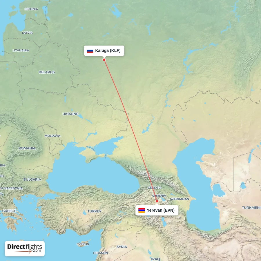 EVN - KLF route map
