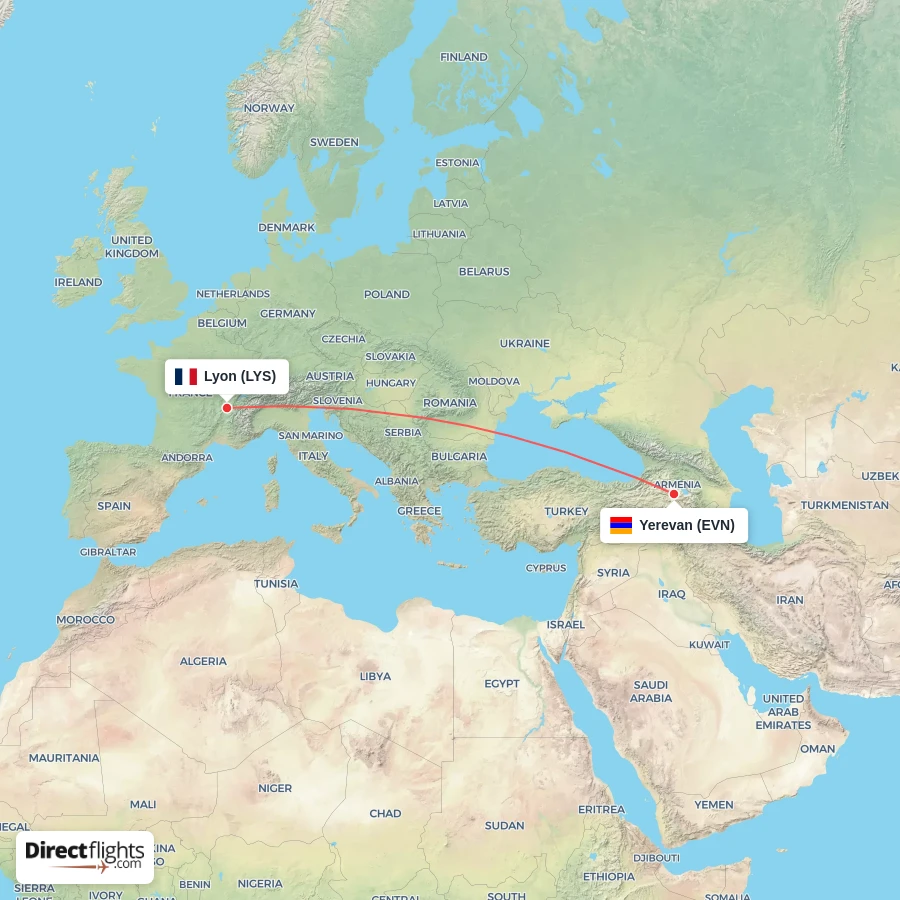 EVN - LYS route map