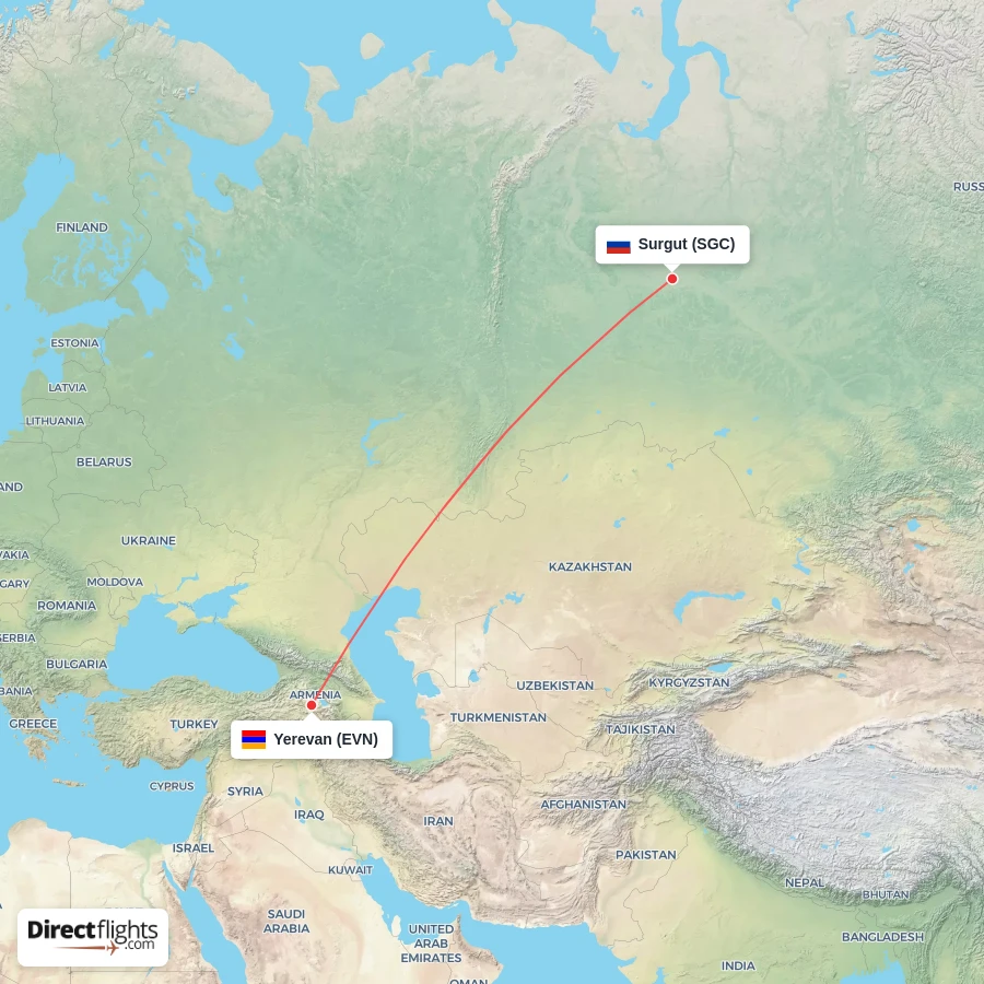 EVN - SGC route map